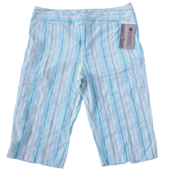 New Columbia River Relax Bermuda Shorts Size 8 Blue Stripes 100% Cotton - Picture 1 of 5